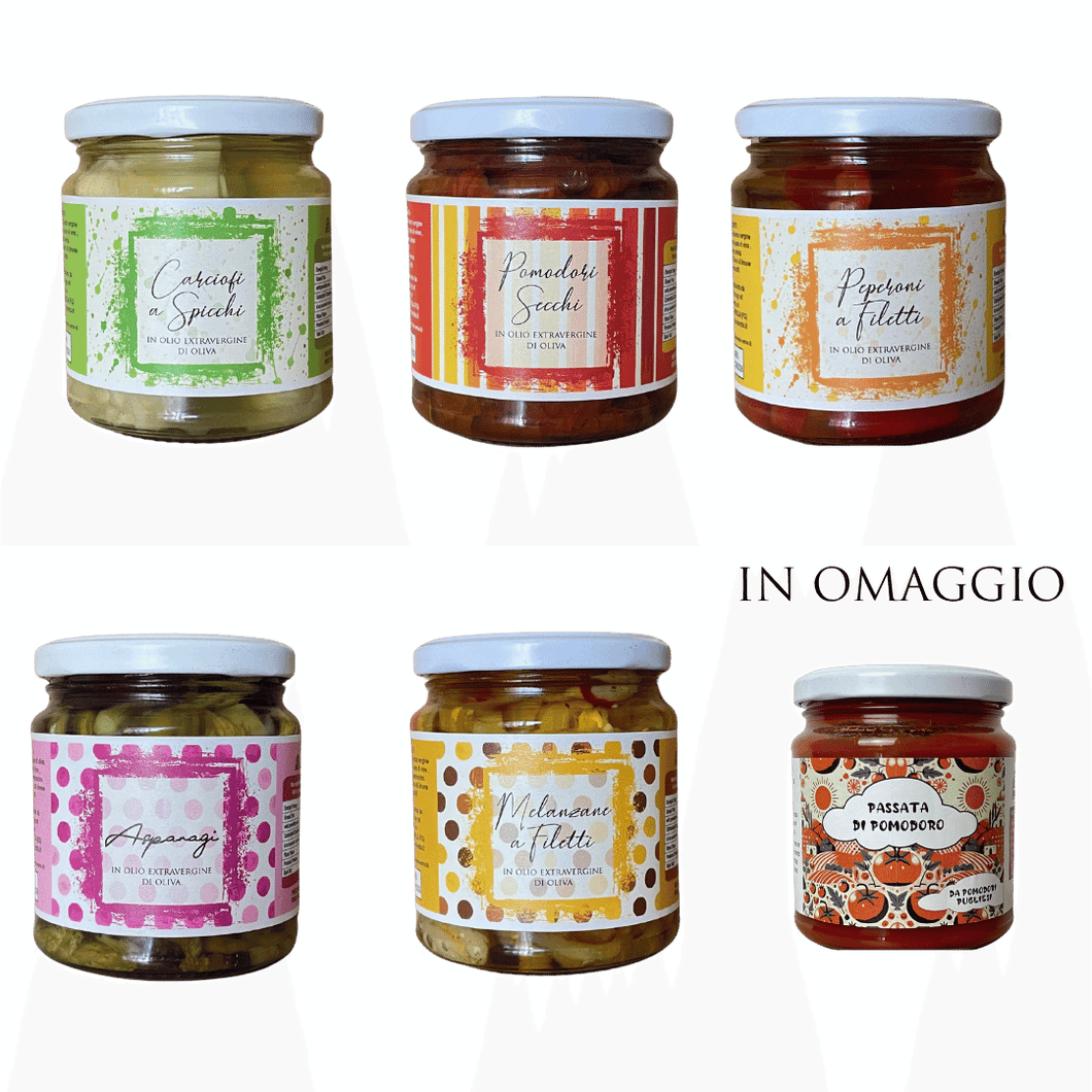 Conserve Sottolio del Contadino 5 vasi da 300 gr in Olio Extra vergine di Oliva