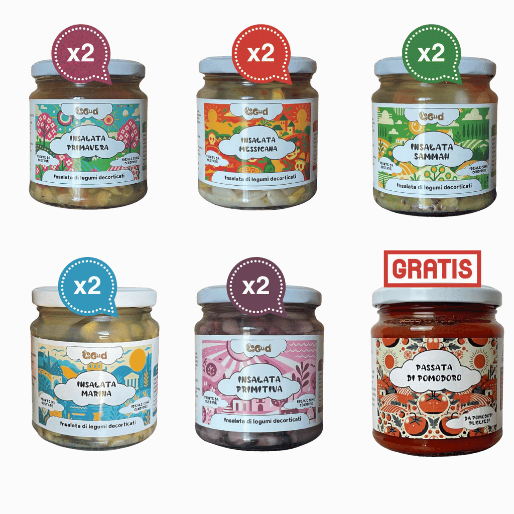 10 Vasi di Insalate Estive di Legumi Decorticati da 300 gr