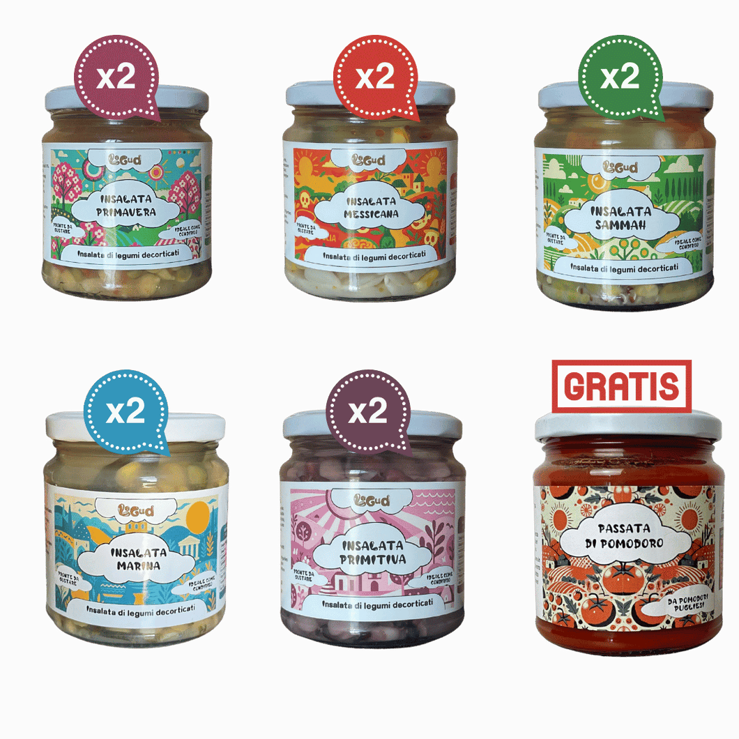 10 Vasi di Insalate Estive di Legumi Decorticati da 300 gr