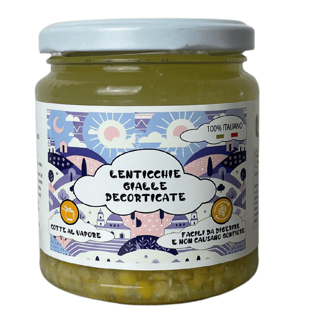 Lenticchie Gialle in Vaso Decorticate Precotte a Vapore da 300 gr