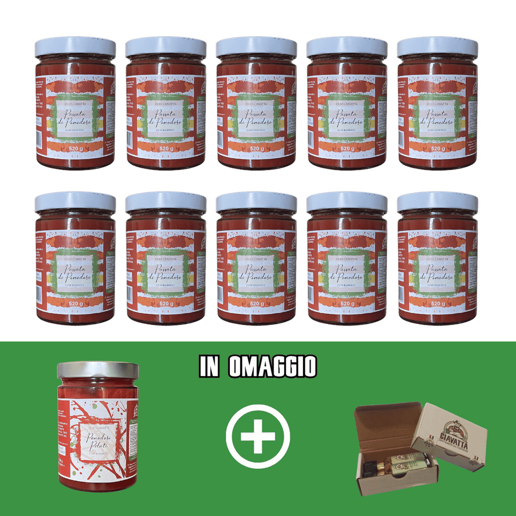 10 vasi da 480 gr di Passata di pomodoro contadina con basilico fresco