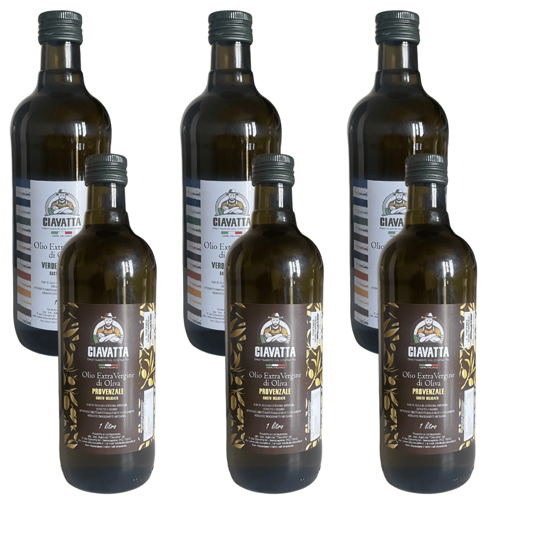 Offerta: 6 Bottiglie da 1 lt Olio Extravergine di Oliva Ciavatta Verde  Pugliese