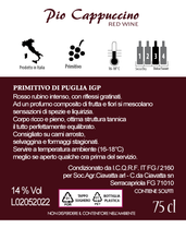 Carica l&#39;immagine nel visualizzatore di Gallery, Vino Rosso Primitivo di Puglia IGP  &quot; Pio Cappuccino&quot; CIAVATTA 75 cl - OLIO CIAVATTA
